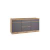 Küchenunterschrank Turin 180 cm Grau/Wotaneiche - Eiche Wotan/Grau, Design, Holzwerkstoff (180/86/60cm) - Held