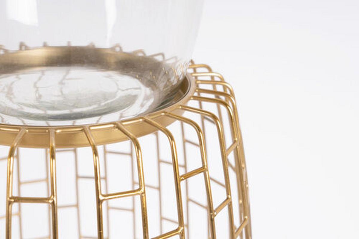 STOJAN NA SVIEČKU BLISS - zlatá, Design, kov/sklo (28/73/28cm)