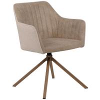Armlehnstuhl Ray Beige Drehbare Sitzfläche - Eichefarben/Beige, KONVENTIONELL, Textil/Metall (58,5/81/60cm) - MID.YOU