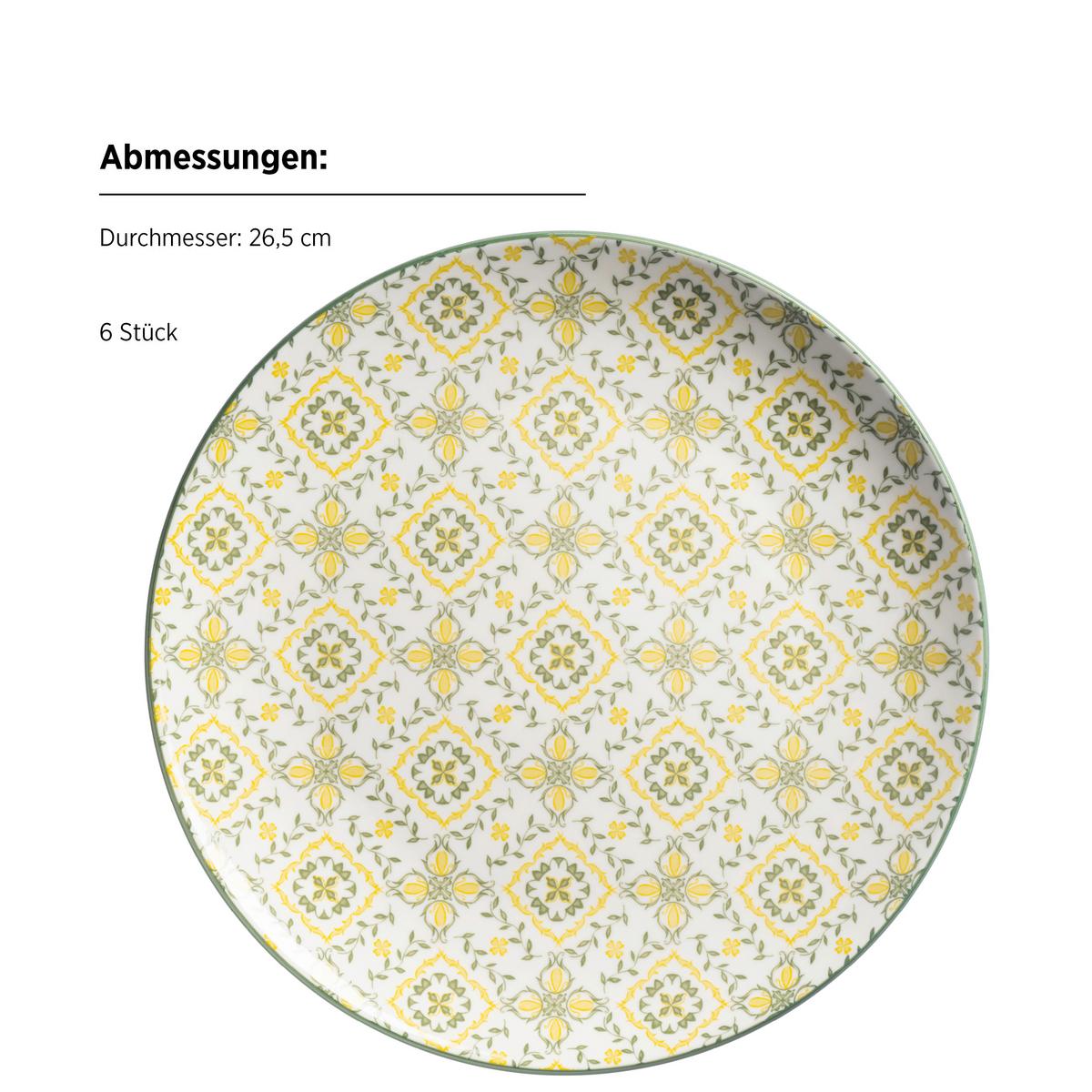 Tellerset 18 -Teilig. Keramik, Porzellan - Gelb/Weiß, Basics, Keramik - Mäser