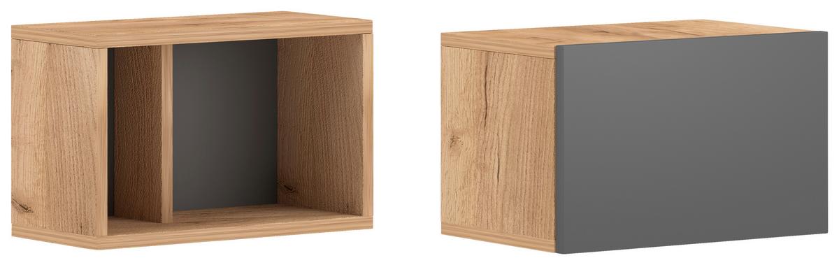 Hängeschrank Set Barcelona B: 40 cm Graphit-/Eichefarben - Eichefarben/Graphitfarben, Design, Holzwerkstoff/Kunststoff (80/25/18-26,8cm) - MID.YOU