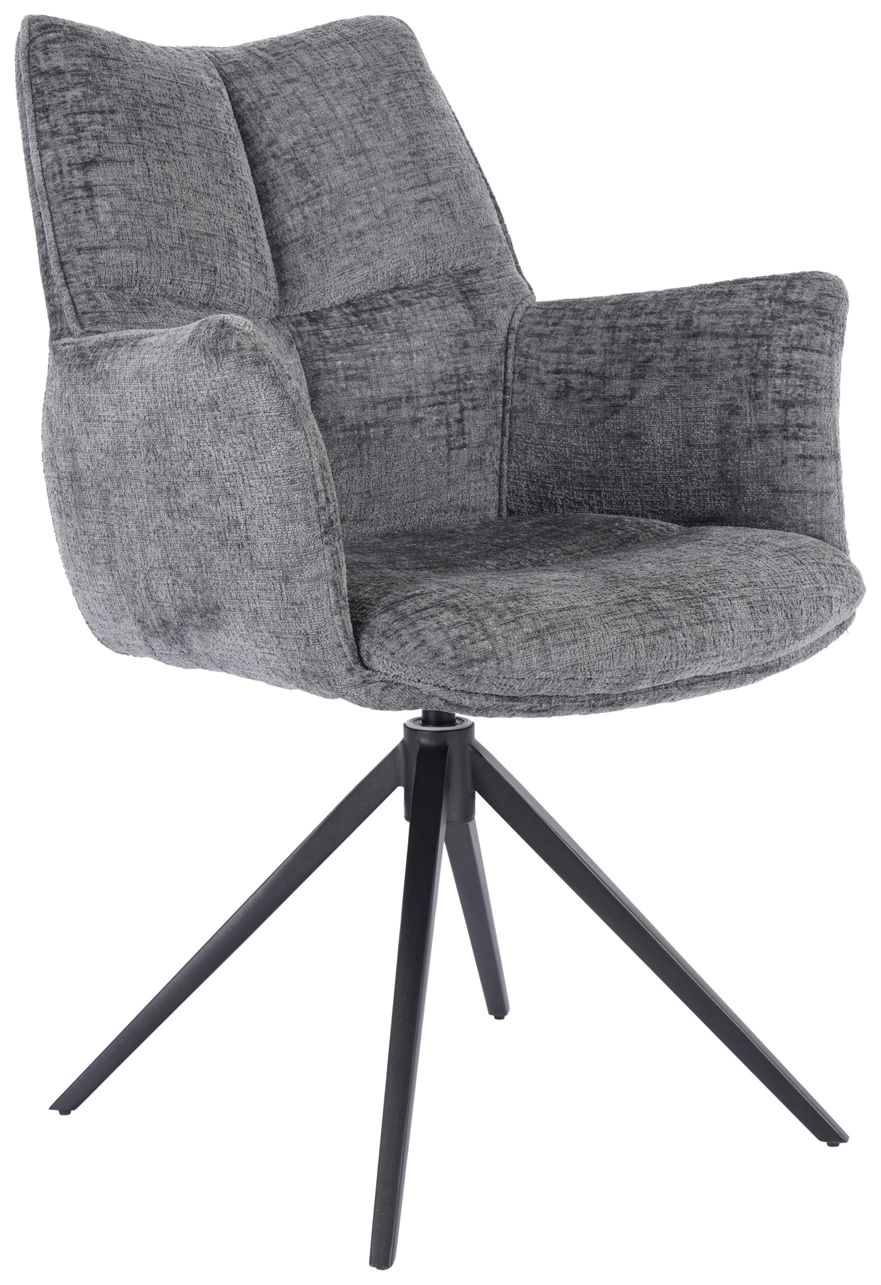 Otočná stolička s podrúčkami LUCIA tm.sivá - čierna/grafitová, Lifestyle, kov/textil (62/90/64cm) - Premium Living