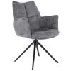 Otočná stolička s podrúčkami LUCIA tm.sivá - čierna/grafitová, Lifestyle, kov/textil (62/90/64cm) - Premium Living