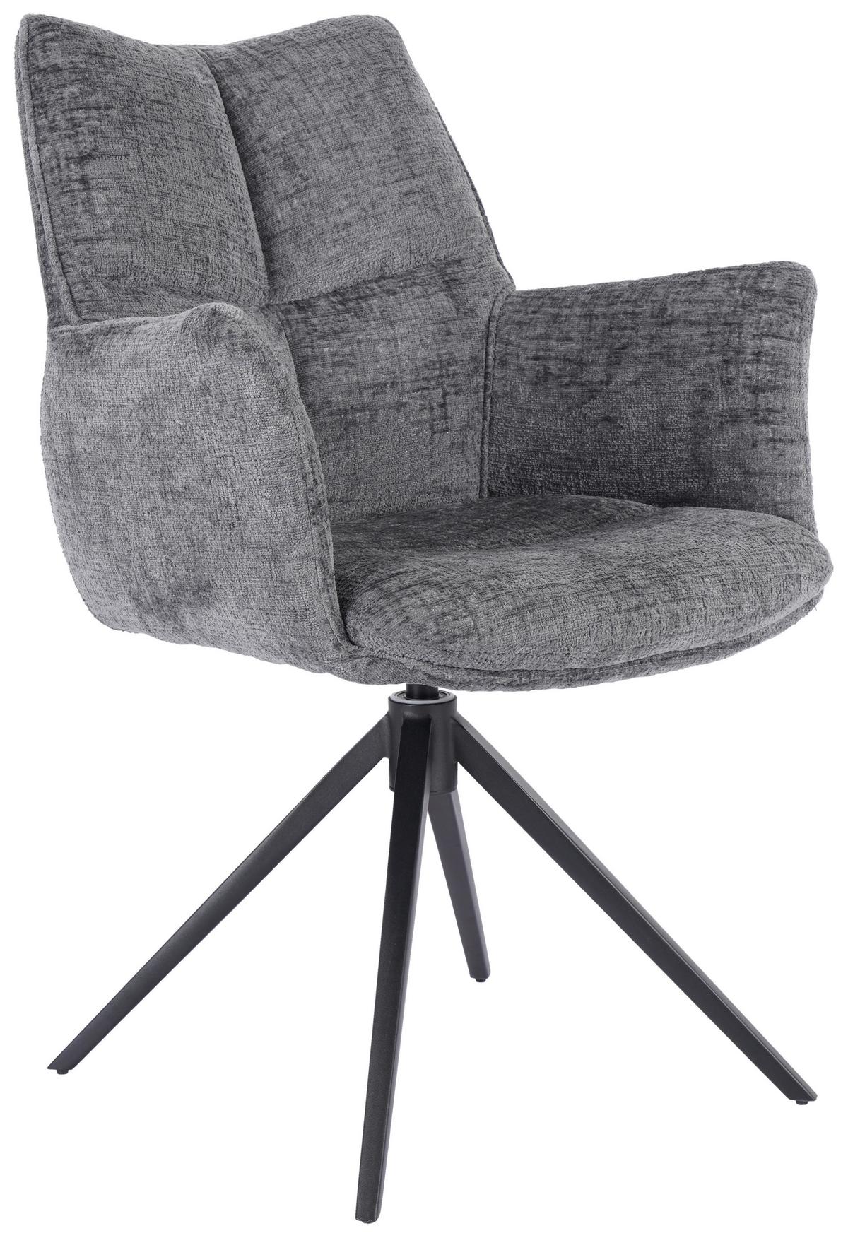 Otoční židle s područkami LUCIA tm.šedá - černá/barvy grafitu, Lifestyle, kov/textil (62/90/64cm) - Premium Living