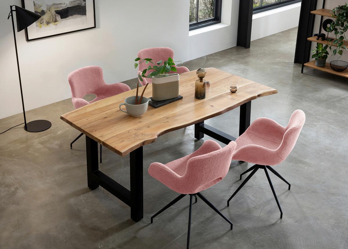 Esstisch Naturfarben/schwarz B: 140 Cm - Schwarz/Naturfarben, MODERN, Holz/Metall (140/80/76,5cm) - Livetastic