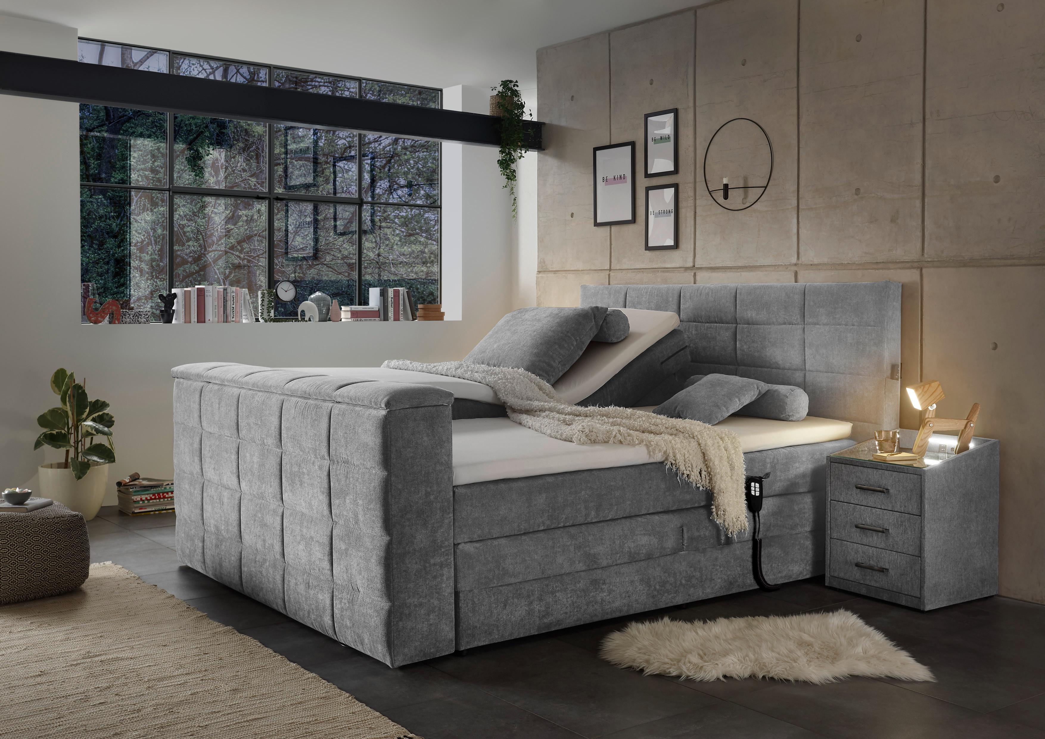 Boxspringbett Mit Topper 180x200 Cm Denver - Grau, KONVENTIONELL, Textil (180/200cm) - Carryhome