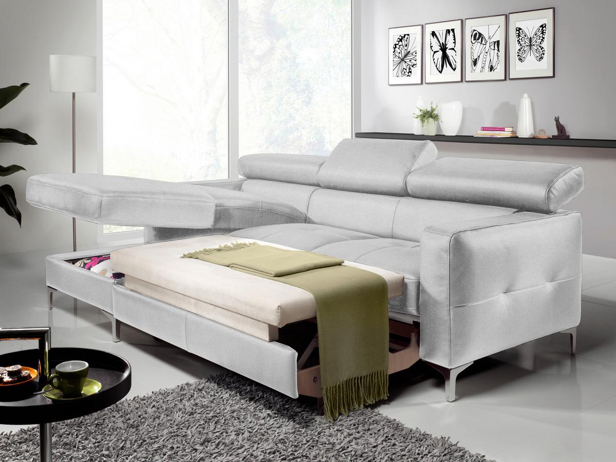 Ecksofa Sammy Hellgrau - Chromfarben/Hellgrau, Design, Textil (169/226cm) - Livetastic