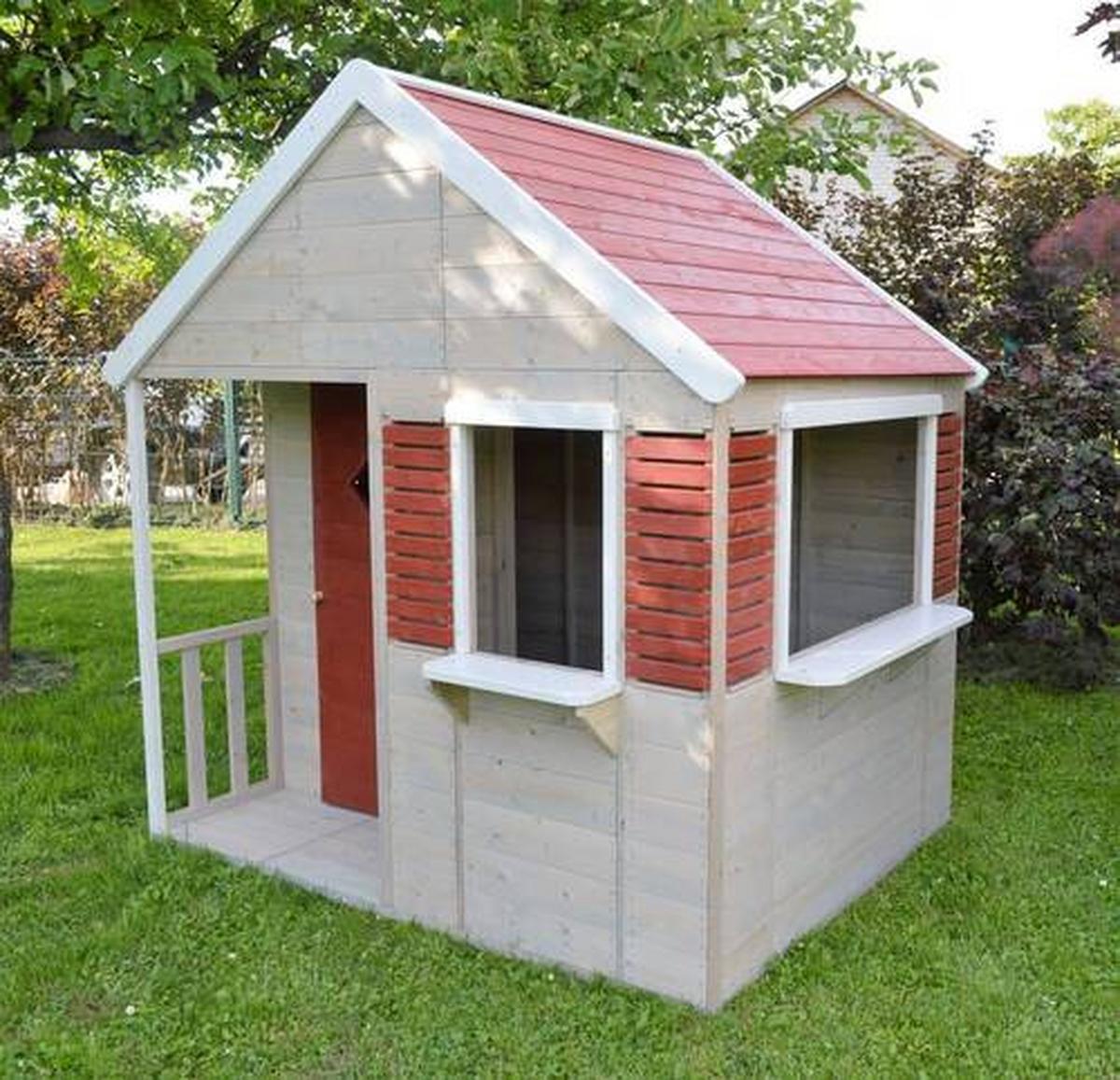 Spielhaus Krokodil Naturfarben/Rot, B: 155 cm - Rot/Naturfarben, KONVENTIONELL, Holz (155/168/120cm)