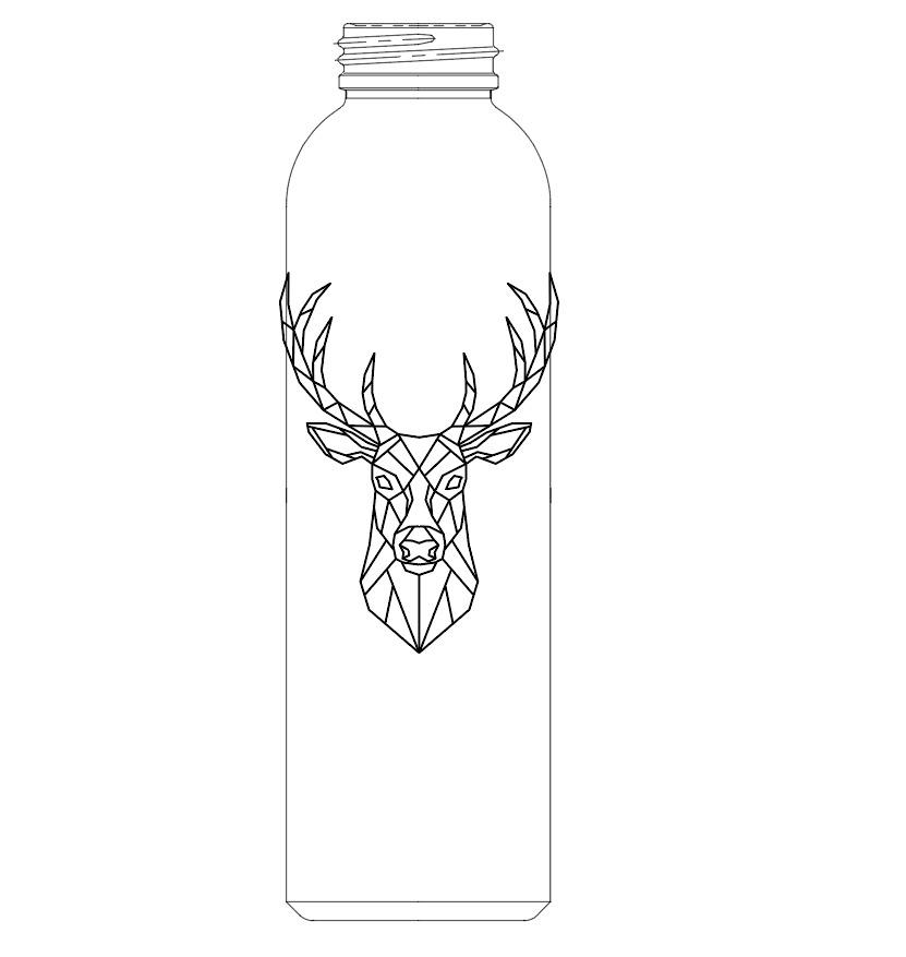 Trinkflasche mit Hirschdekor Taylor, ca. 500 ml - Klar/Schwarz, KONVENTIONELL, Glas/Kunststoff (6,4/21,7cm) - Luca Bessoni
