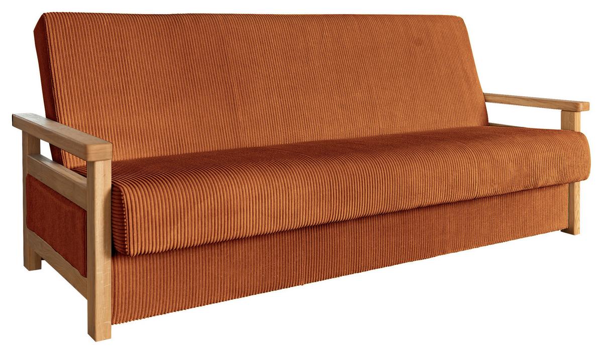 Schlafsofa Malaga Terracotta B: 220cm - Terracotta/Naturfarben, Design, Holz/Textil (220/90/90cm) - P & B
