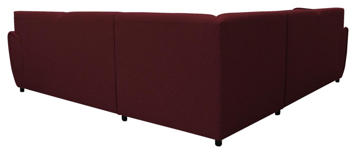 Ecksofa Delux Dunkelrot Mit Schlaffunktion Ottomane Rechts - Silberfarben/Dunkelrot, Design, Textil (266/266cm) - Livetastic