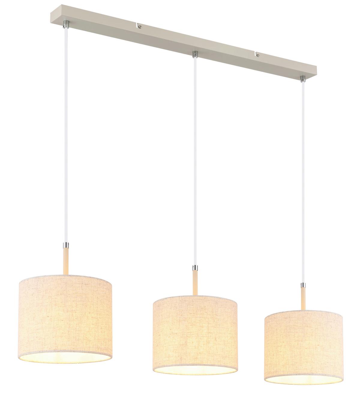 ZÁVESNÉ SVIETIDLO DELEON - piesková/biela, Design, kov/textil (90/20/120cm) - Globo
