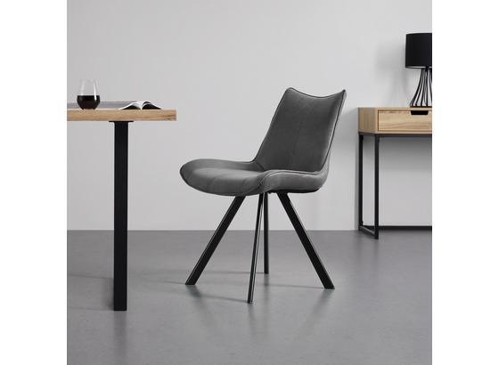 Jedálenská Stolička Melina - čierna/tmavosivá, Moderný, kov/textil (59/86/56cm) - Modern Living Jedálenská Stolička Melina - čierna/tmavosivá, Moderný, kov/textil (59/86/56cm) - Modern Living