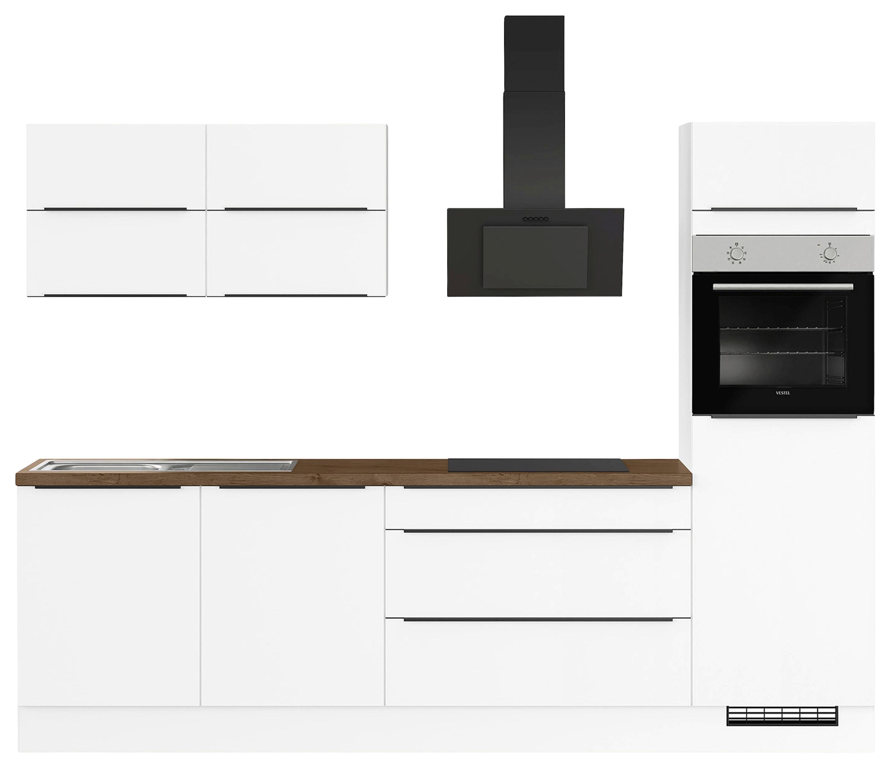 Küchenblock Ip315 Weiß B: 280 Cm - Eichefarben/Weiß, Trend, Holzwerkstoff (280cm) - Impuls
