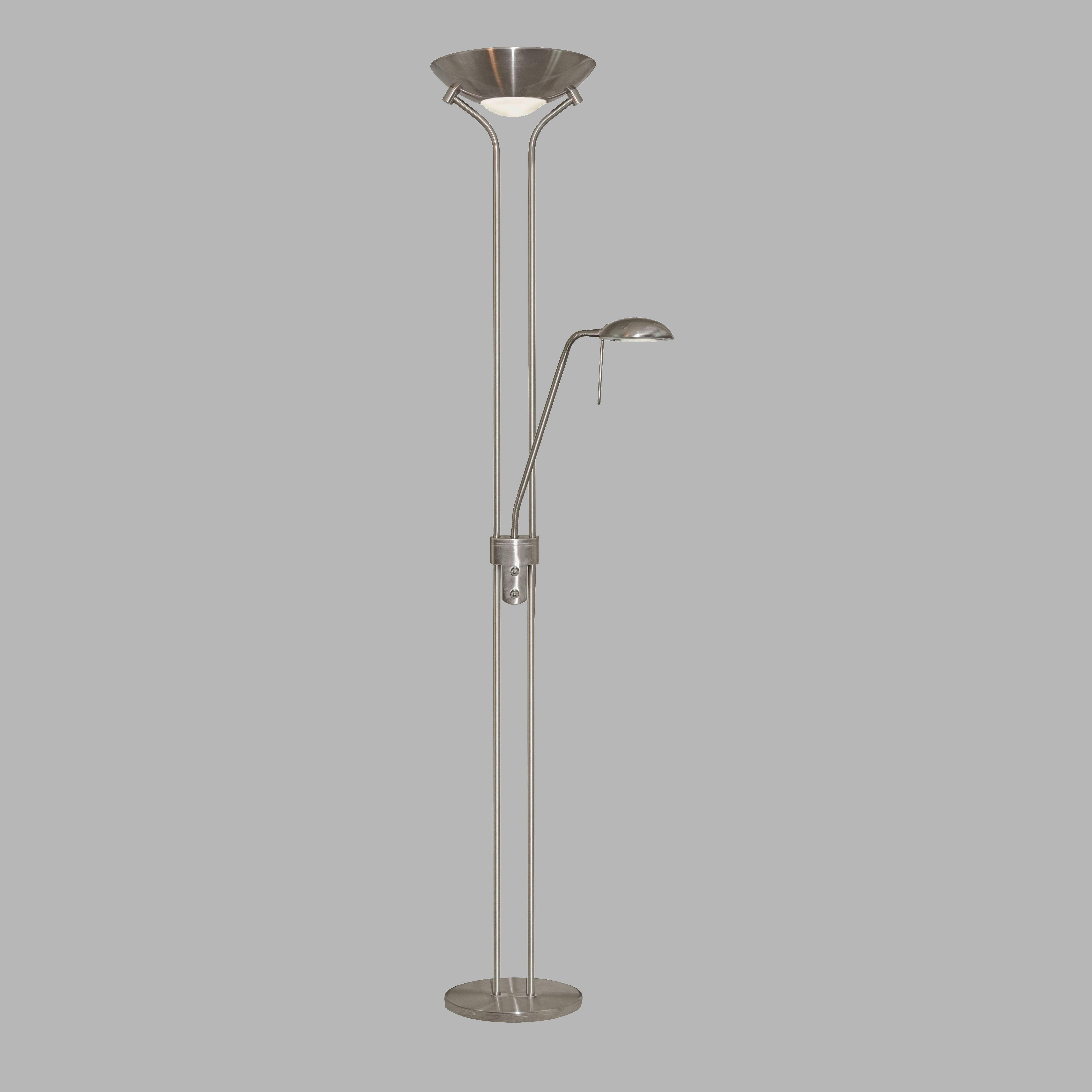 LED-Stehleuchte Eu4329ss - Silberfarben, Basics, Glas/Metall (25.4/180cm)