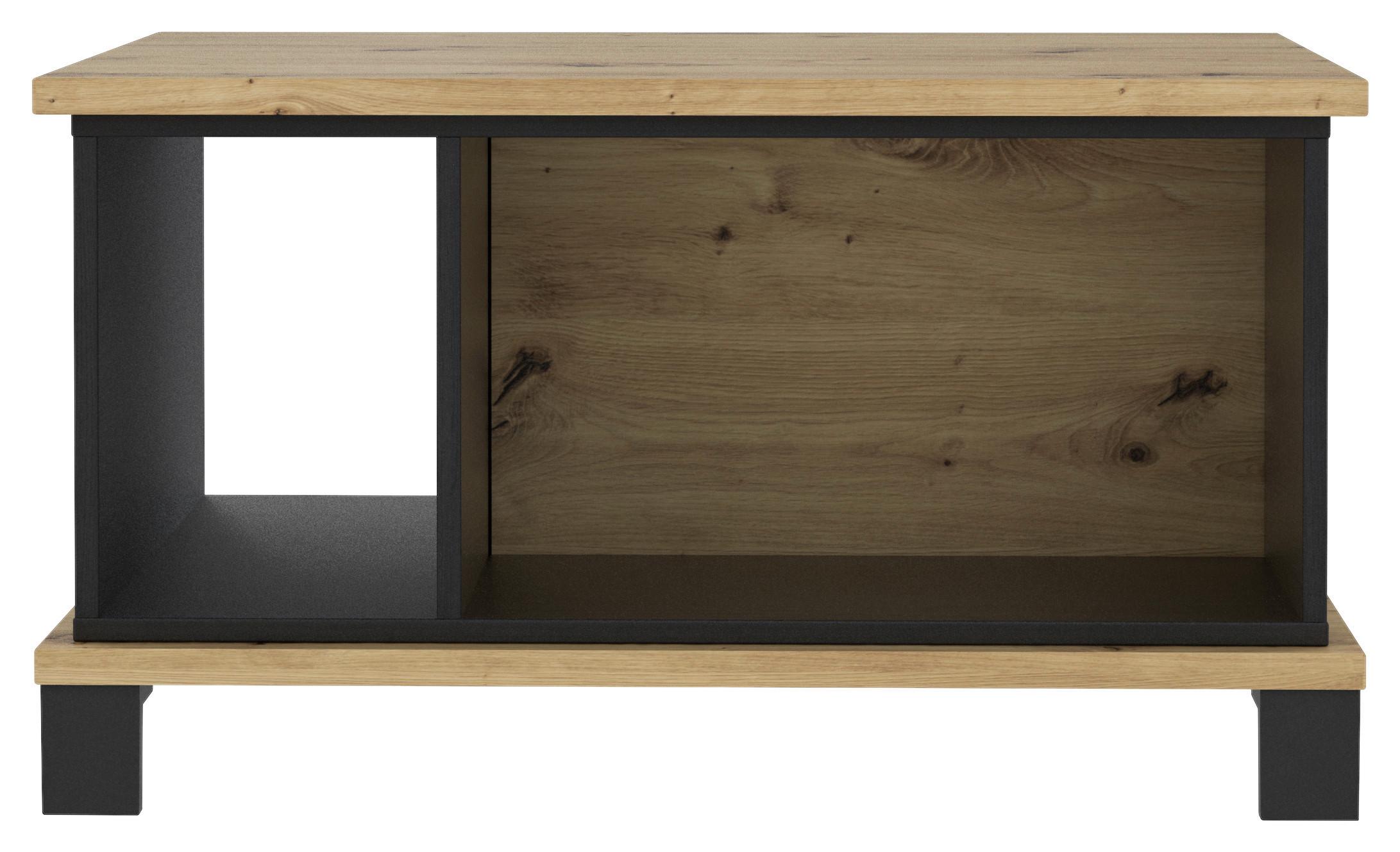 Couchtisch mit Ablage Trondheim, Eichefarben/Schwarz - Eichefarben/Schwarz, MODERN, Holzwerkstoff/Kunststoff (80/55/44,6cm) - MID.YOU