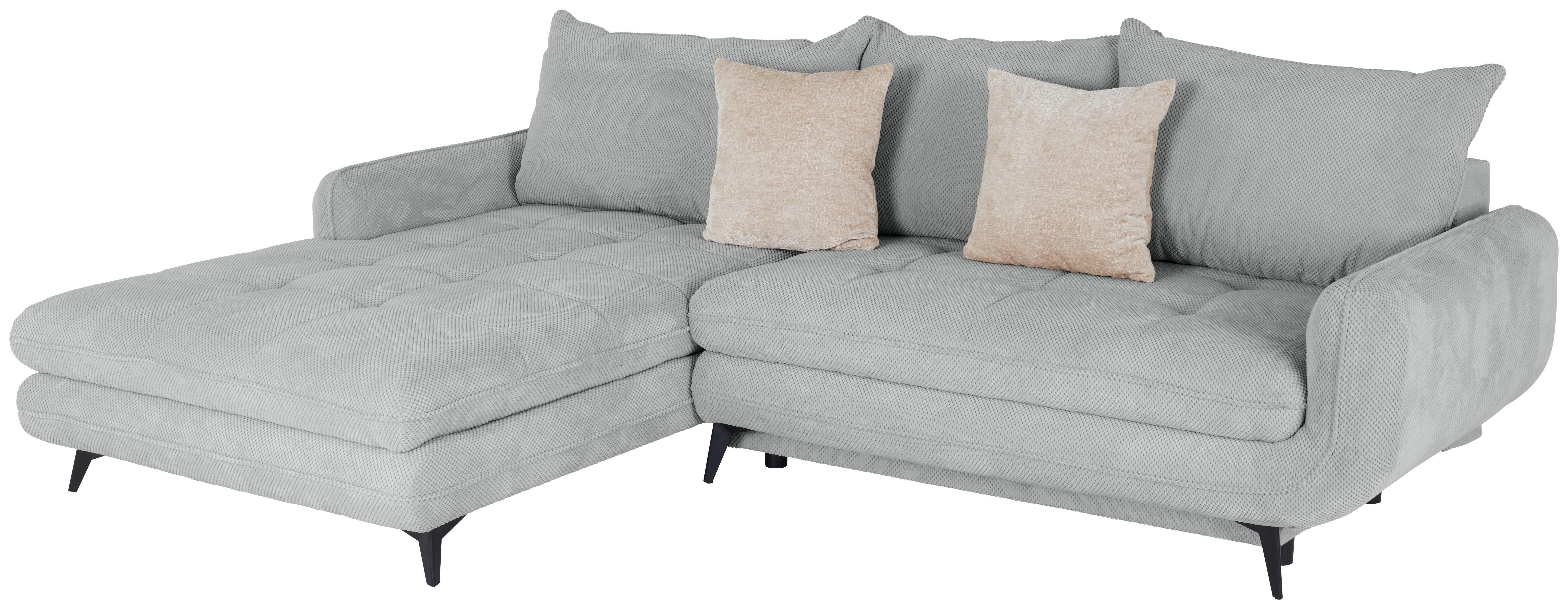 Ecksofa Wave - Silberfarben/Schwarz, MODERN, Textil (189/266cm)