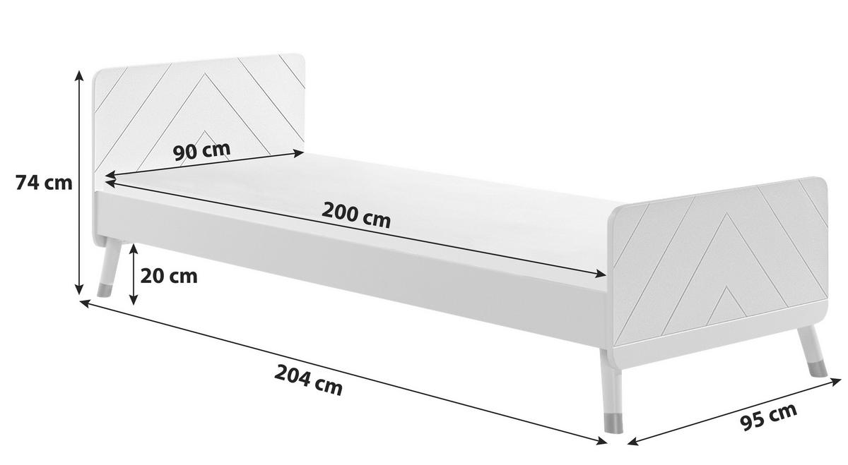 Kinderbett Billy 90x200 cm Weiß mit Lattenrost - Weiß, KONVENTIONELL, Holzwerkstoff (90/200cm) - MID.YOU