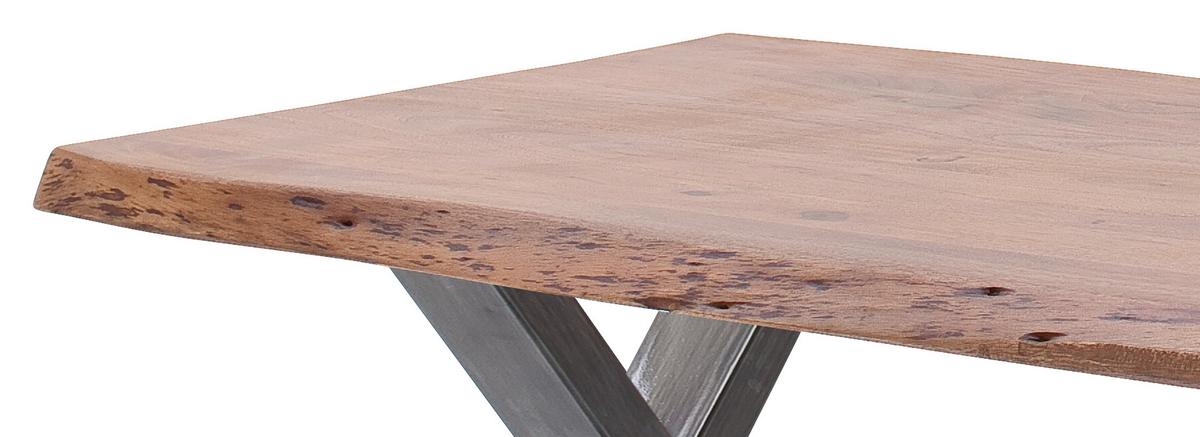 Couchtisch Holz Massiv Cartagena Walnuss/Nickelfarben - Walnussfarben/Nickelfarben, MODERN, Holz/Metall (110/45/70cm)