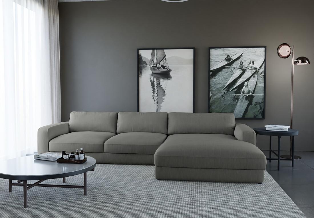 Ecksofa Bourbon, D. Grau S: 303x176 cm - Dunkelgrau/Schwarz, MODERN, Textil (303/176cm) - Trendmanufaktur