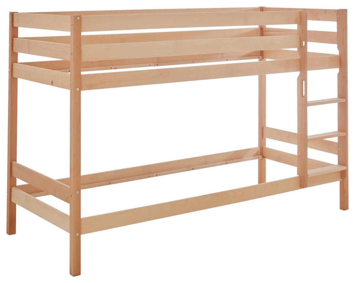 Etagenbett Lupo 2 Natur Buche Massiv Mit Absturzsicherung - Buchefarben, KONVENTIONELL, Holz (90/200cm)