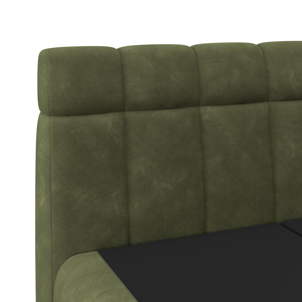 Boxspringbett Nobu O. Matratze Dunkelgrün, Lf: 160x200 Cm - Dunkelgrün/Schwarz, Trend, Holz/Textil (160/200cm)