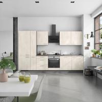 Kuchynská linka 330 cm, biely beton/ bridlicová šedá - biela/farba ušľachtilej ocele, Modern, kov/kompozitné drevo (330cm) - Nobilia