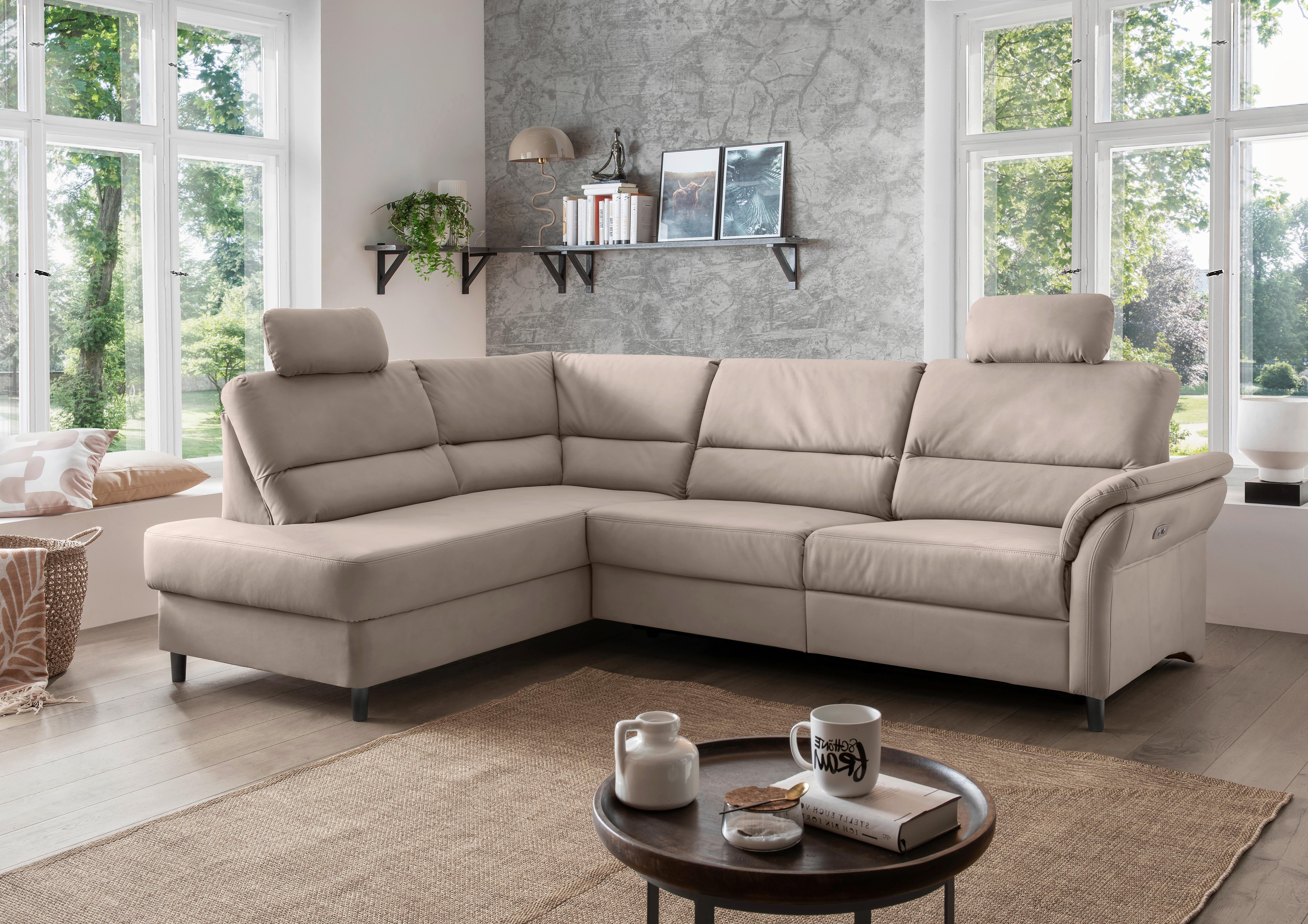 Ecksofa Cavoli, Beige S: 190x266 cm - Beige/Schwarz, MODERN, Textil (190/266cm) - Livetastic