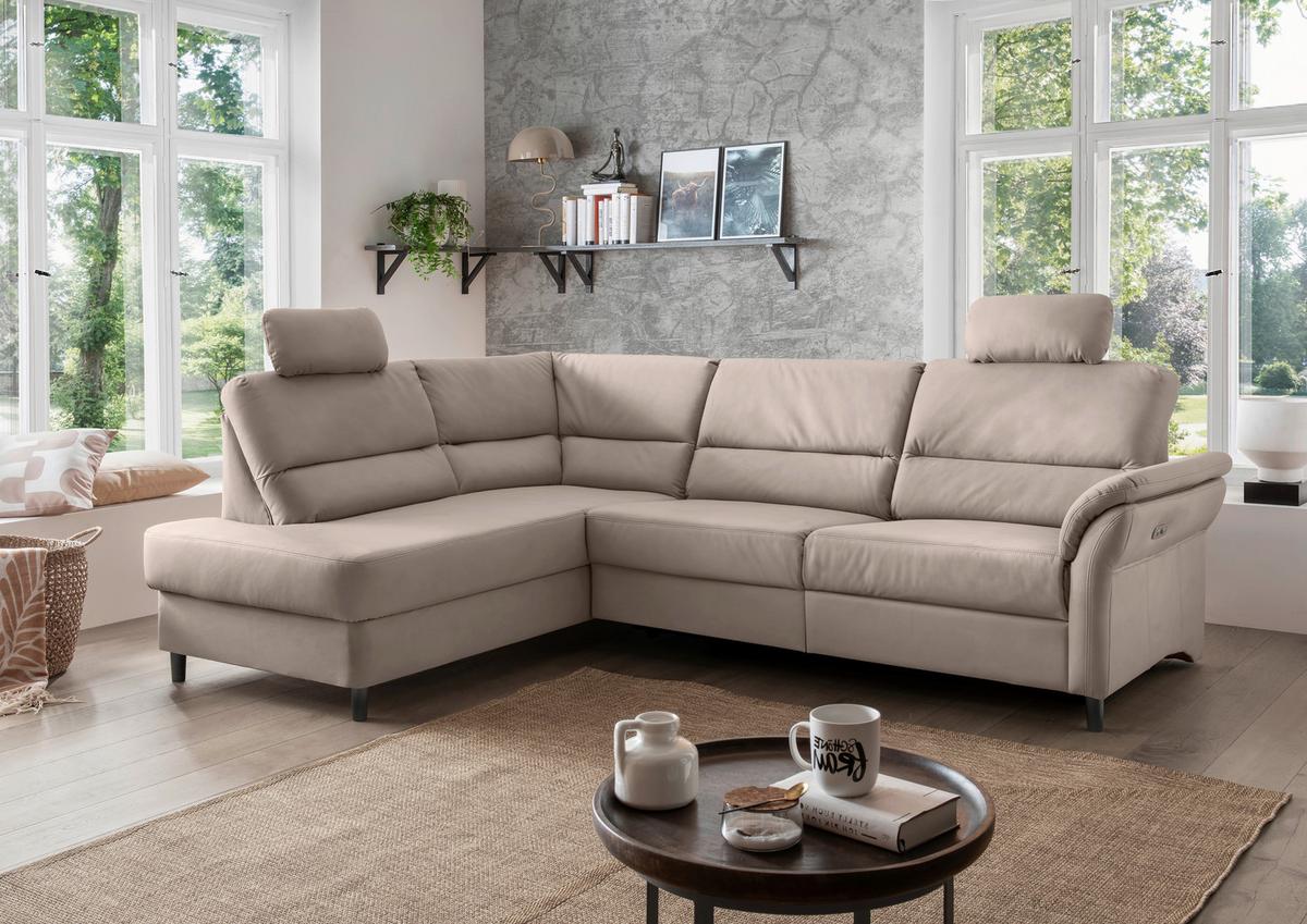 Ecksofa Cavoli, Beige S: 190x266 cm - Beige/Schwarz, MODERN, Textil (190/266cm) - Livetastic