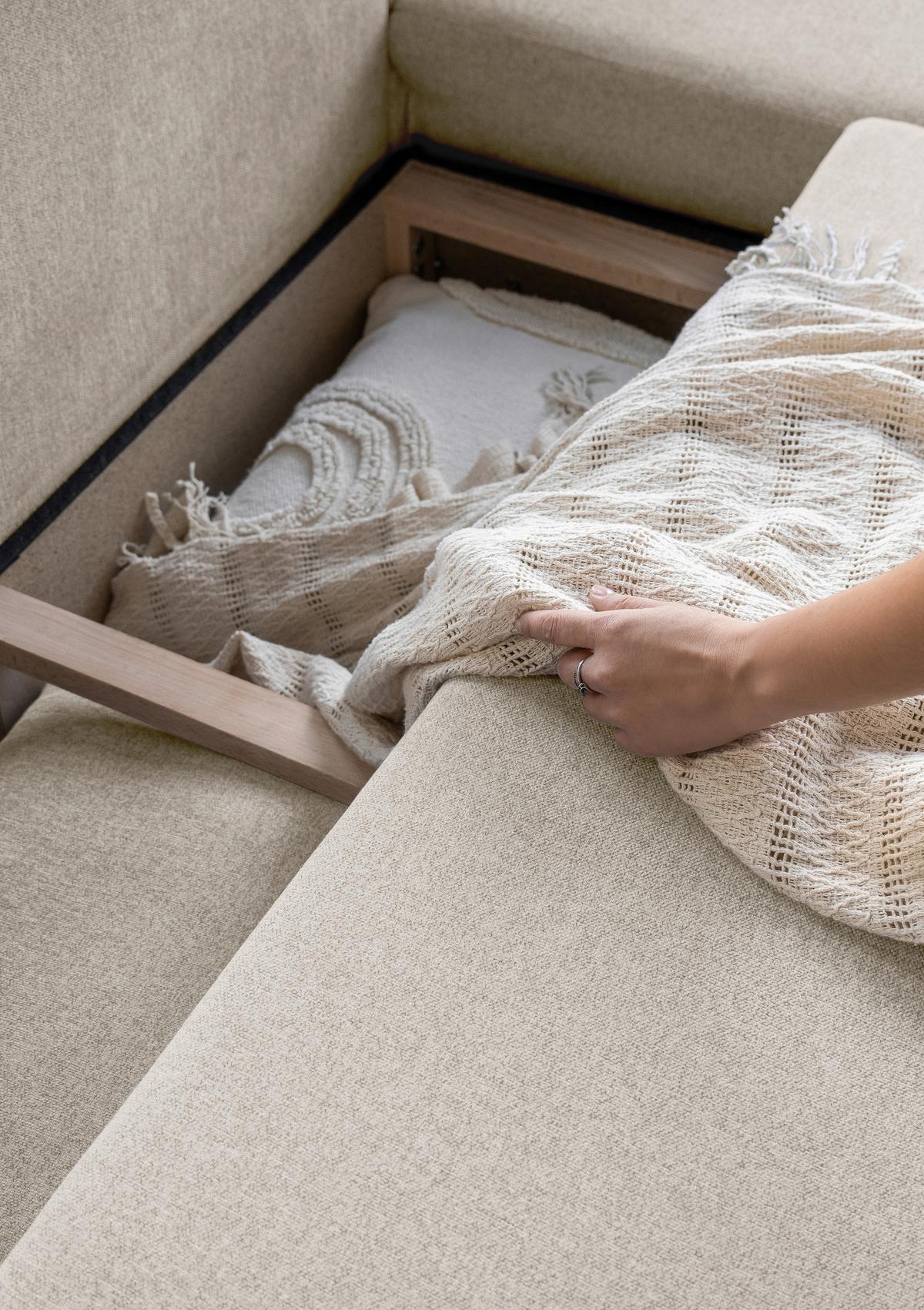 Ecksofa Scandic Lagom Beige S: 242x202 cm - Beige/Naturfarben, Textil (242/202cm) - MID.YOU