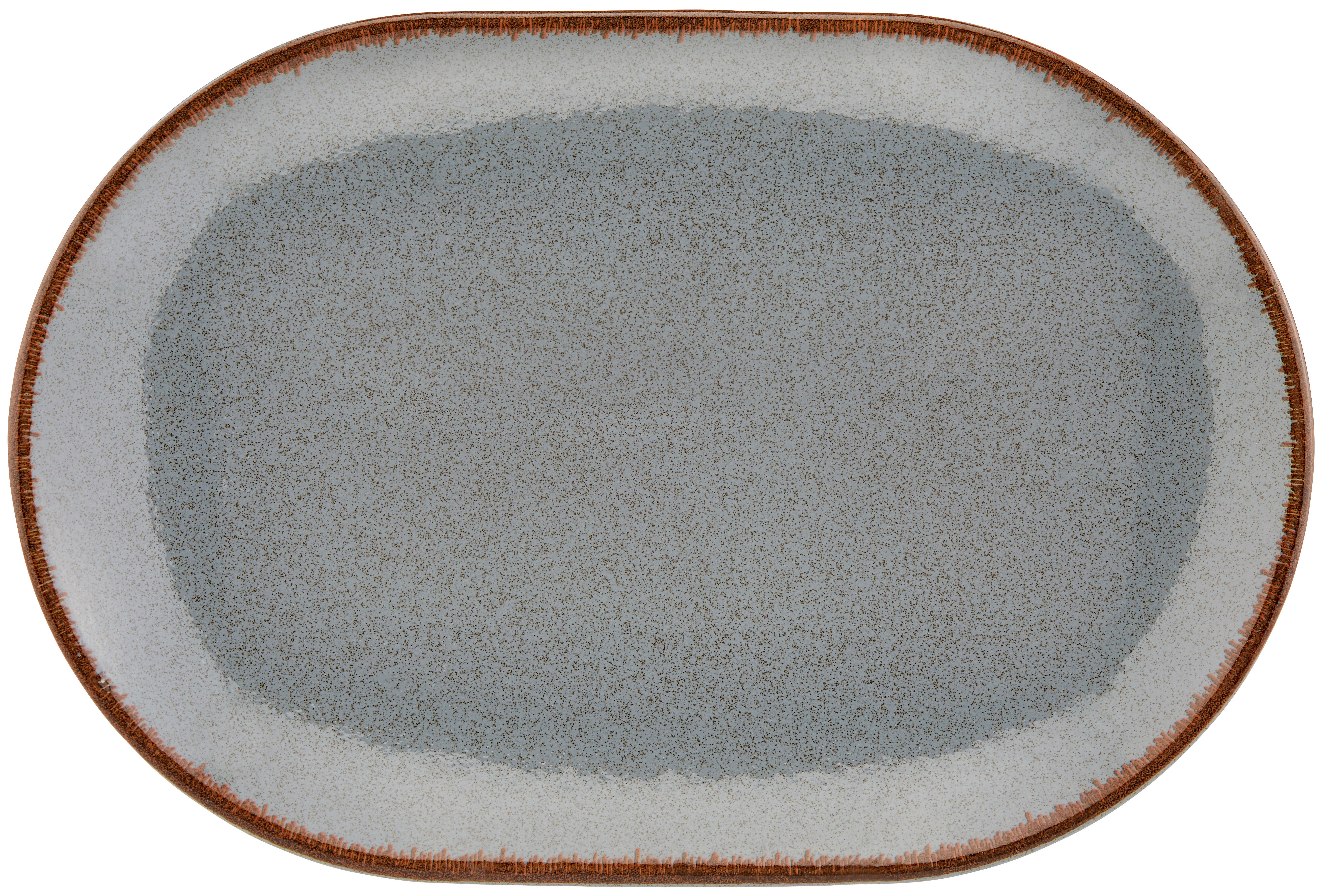 Servierplatte Porzellan Sonora Blau ca. 22x32 cm, Oval - Blau, MODERN, Keramik (22/32cm) - James Wood