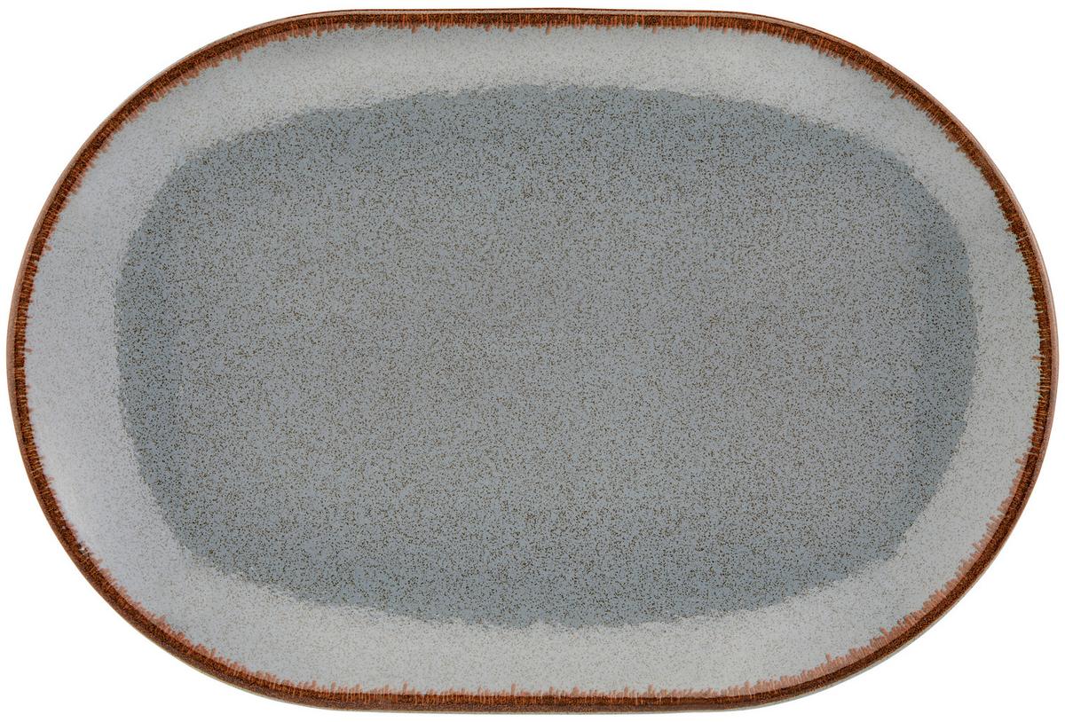 Servierplatte Porzellan Sonora Blau ca. 22x32 cm, Oval - Blau, MODERN, Keramik (22/32cm) - James Wood