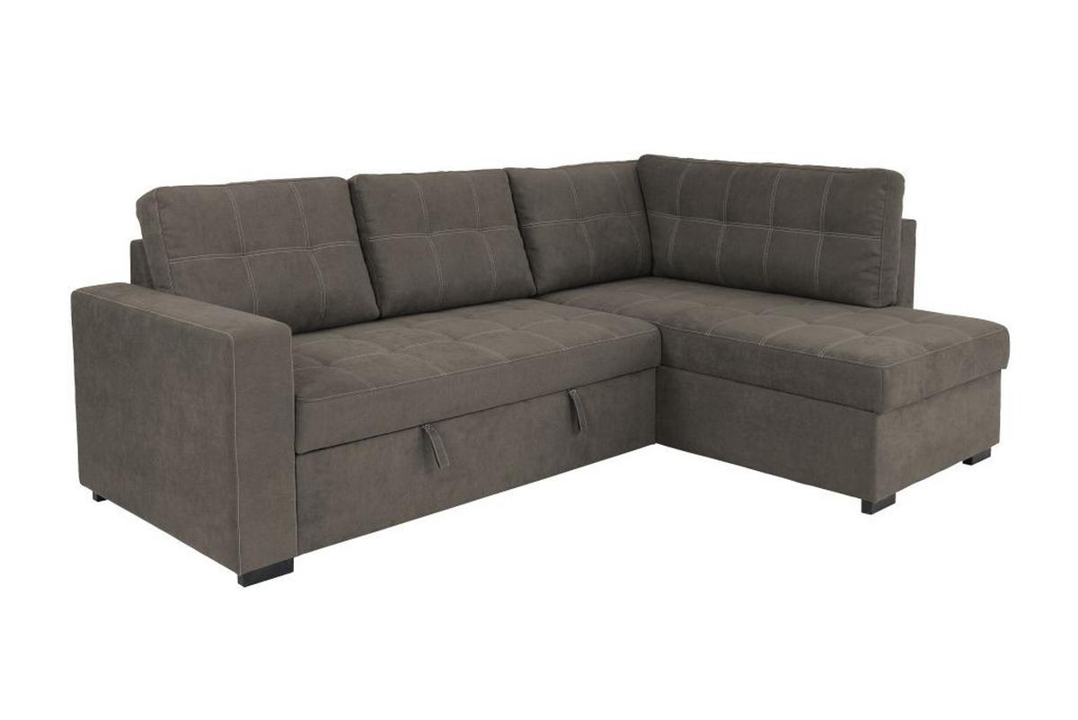 Rohová sedačka DON, oboustranná, šedohnědá - černá/šedavě hnědá, Design, kov/dřevo (248/172cm)