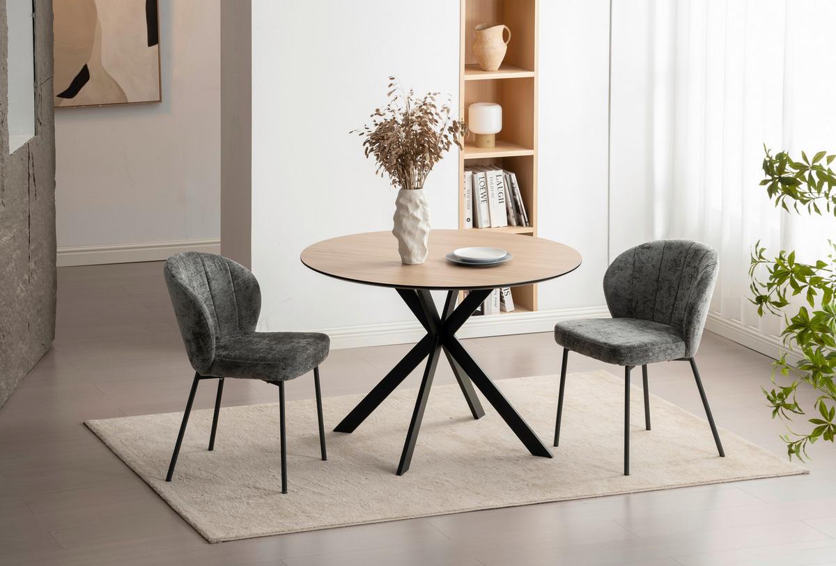 Esstisch Amar Melamin Eichefarben, B: 110 cm - Eichefarben/Schwarz, KONVENTIONELL, Holzwerkstoff/Metall (110/75cm) - P & B