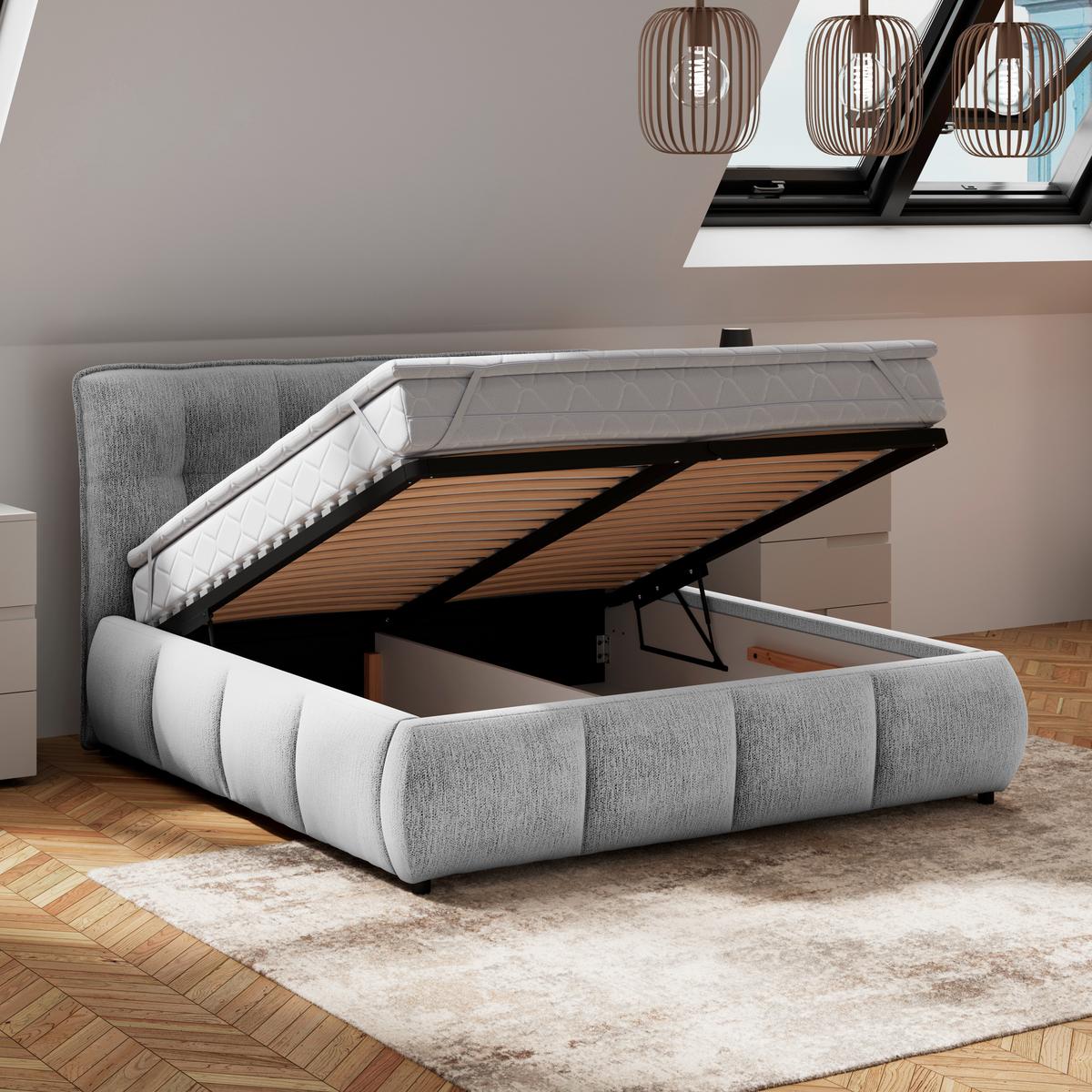 Polsterbett Limo Hellgrau 140x200 cm - Hellgrau/Schwarz, KONVENTIONELL, Holz/Holzwerkstoff (140/200cm) - James Wood