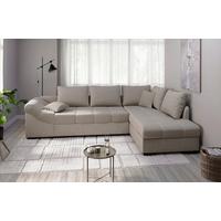 Eckschlafsofa Alvito Taupe S: 298x202 Cm - Taupe/Schwarz, MODERN, Textil (298/202cm) - MID.YOU