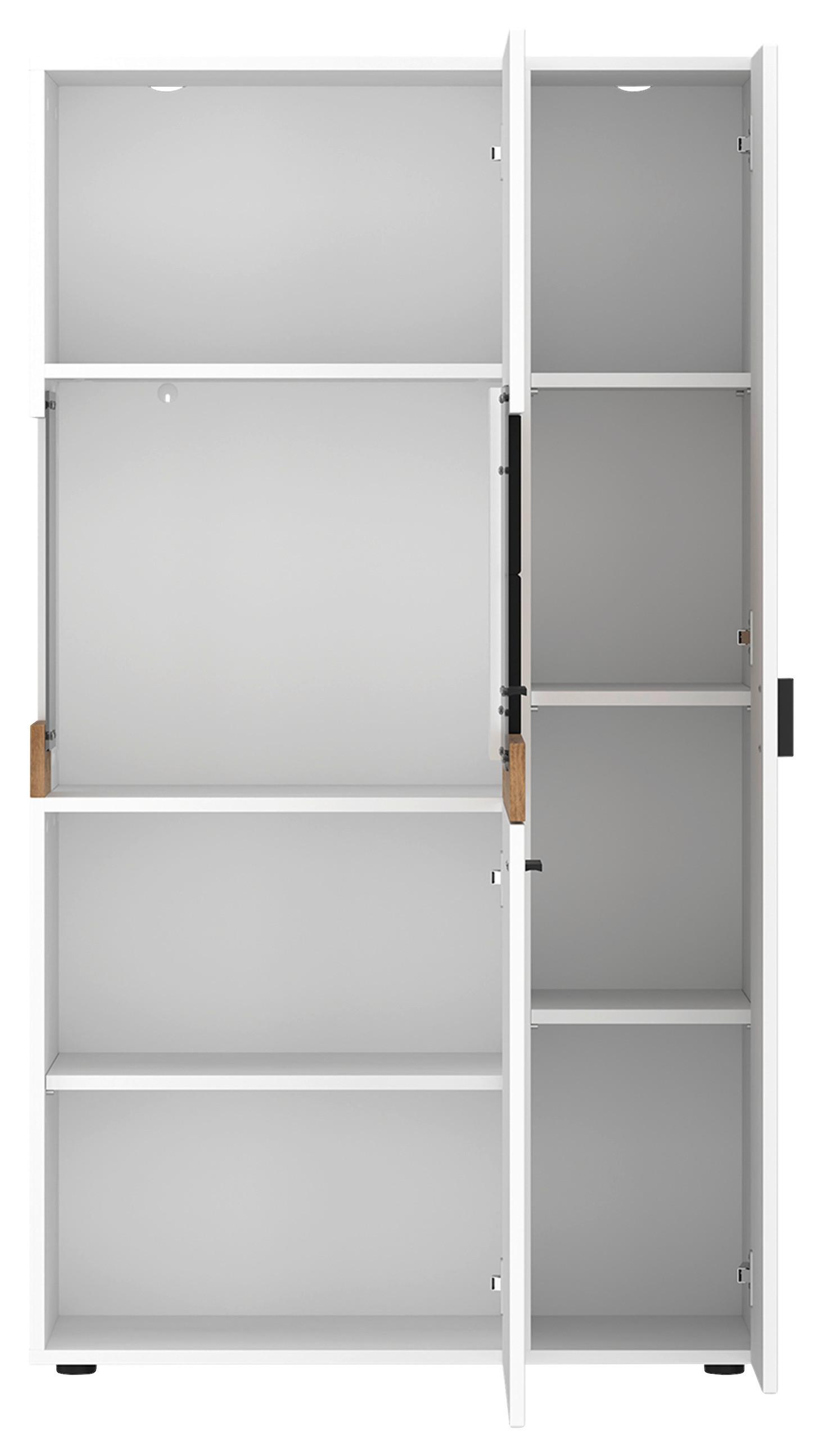 Vitrine Oreta B: 82 Cm Weiß Hochglanz/eichefarben - Eichefarben/Weiß Hochglanz, MODERN, Glas/Holzwerkstoff (82/146/36,6cm)