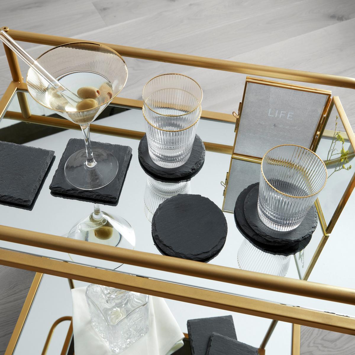 SADA PODLOŽEK STONEY - černá, Moderní, plast/kámen (10/0,5cm) - Zandiara