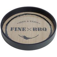 Tác BBQ, Ø/V: 30/4,3cm - černá/hnědá, Moderní, dřevo/sklo (30/4.3cm) - Premium Living