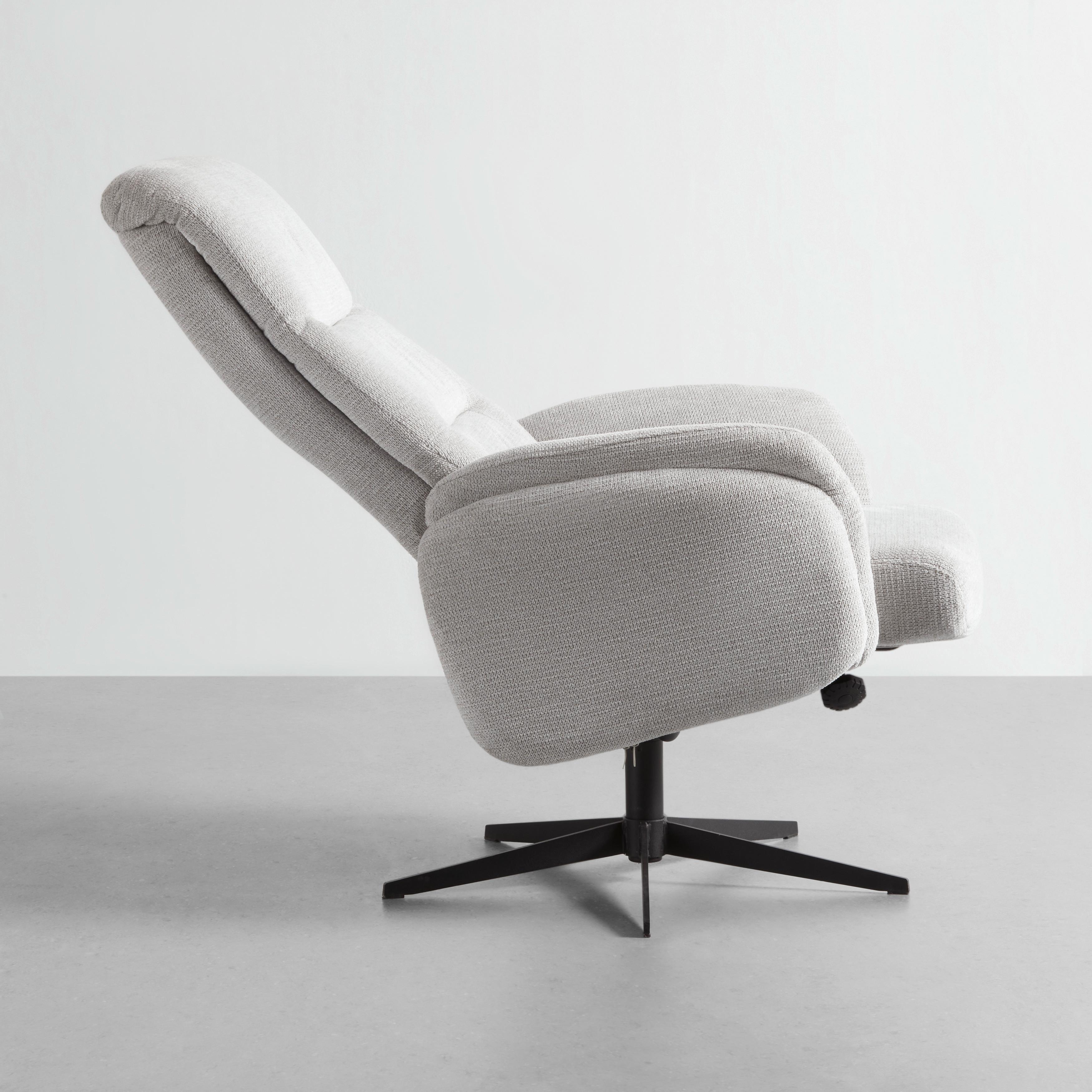 Relaxačné křeslo STAR, sv.šedý manšestr, s taburetem - černá/světle šedá, Moderní, kov/textil (72/105-94/91-114cm) - Mömax