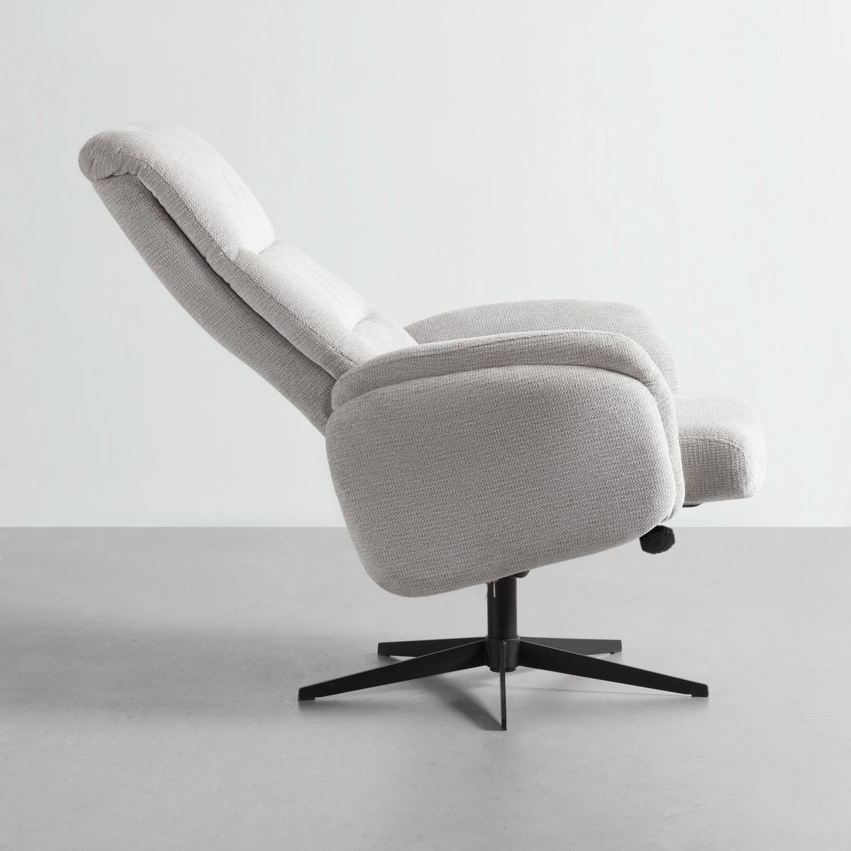 Relaxačné křeslo STAR, sv.šedý manšestr, s taburetem - černá/světle šedá, Moderní, kov/textil (72/105-94/91-114cm) - Mömax