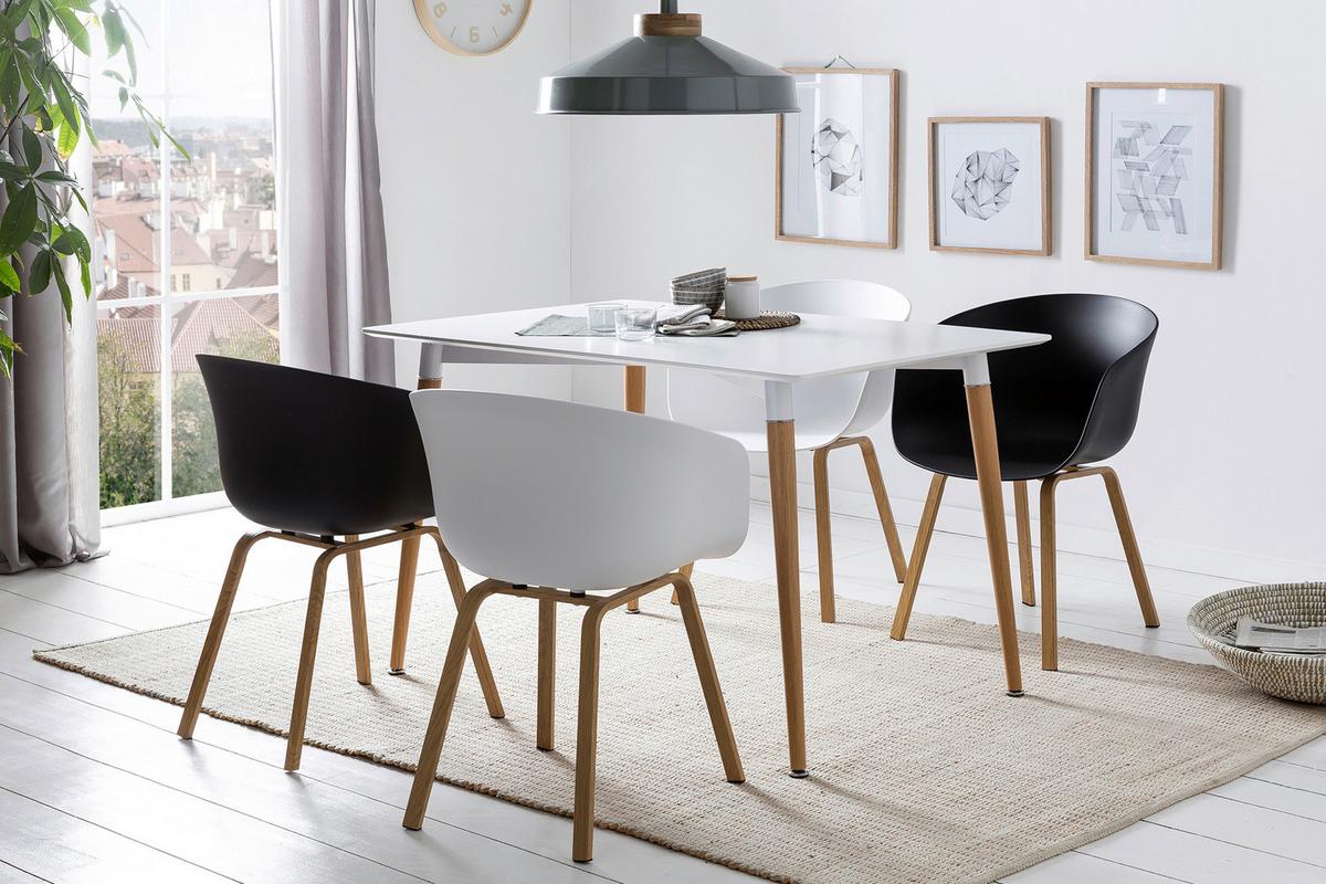 Armlehnstuhl-Set Weiß B: 54,5 cm - Weiß/Naturfarben, MODERN, Kunststoff/Metall (54,5/77,5/54cm) - Livetastic