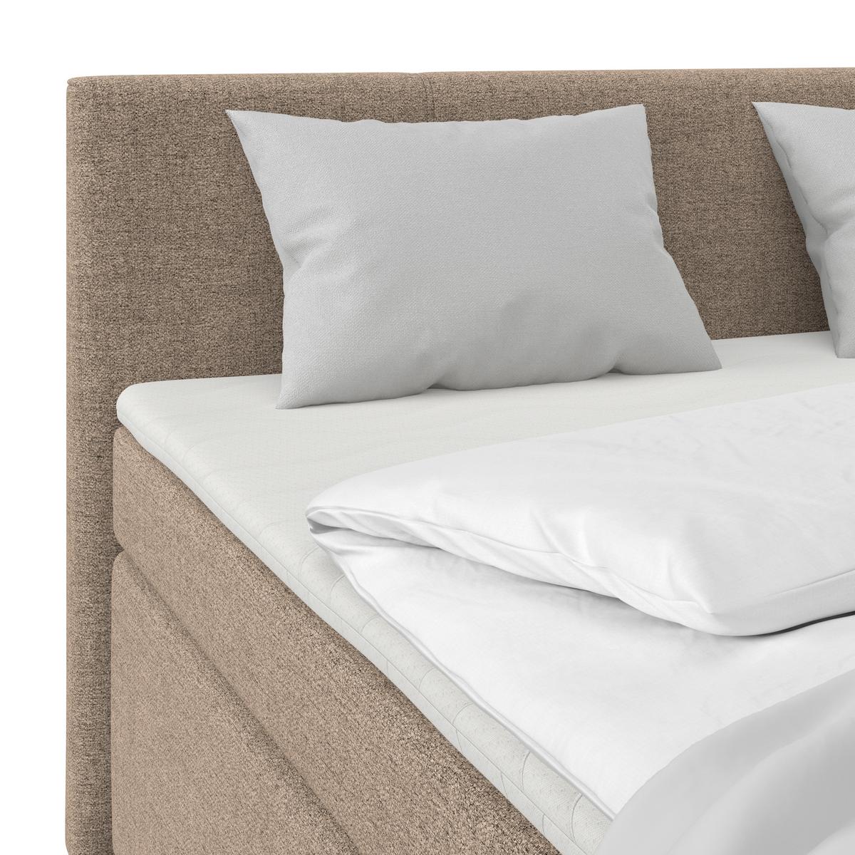 Boxspringbett Mira I Nordic, Lf: 180x200 cm - Alufarben/Cappuccino, Basics, Textil (180/200cm)