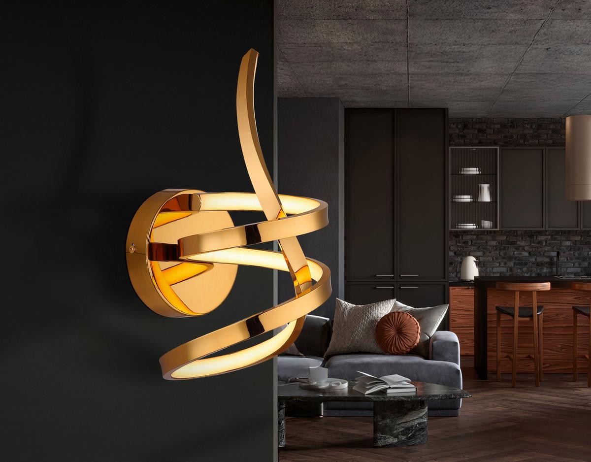 LED-Deckenleuchte Iduna Weiß Goldfarben D: 16 cm - Goldfarben/Weiß, Design, Kunststoff/Metall (16/35cm) - Globo