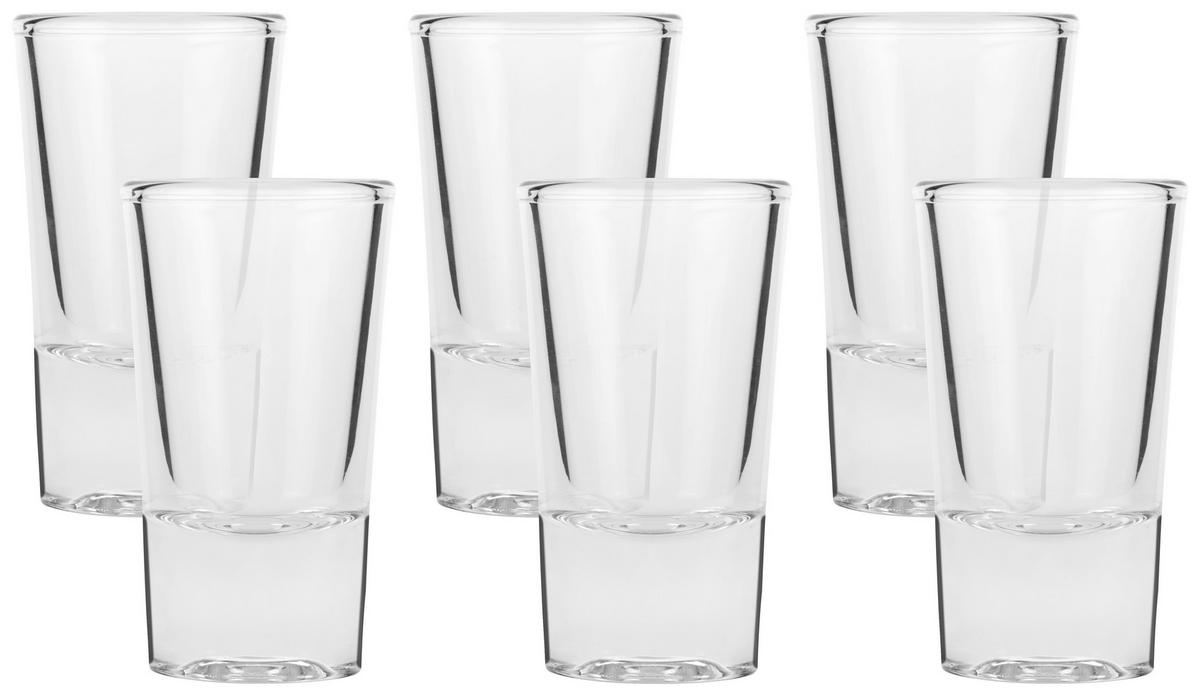 Schnapsglas Maximilian 6er-Set Je ca. 30 ml - Klar, MODERN, Glas (3,8/6,8cm) - Luca Bessoni