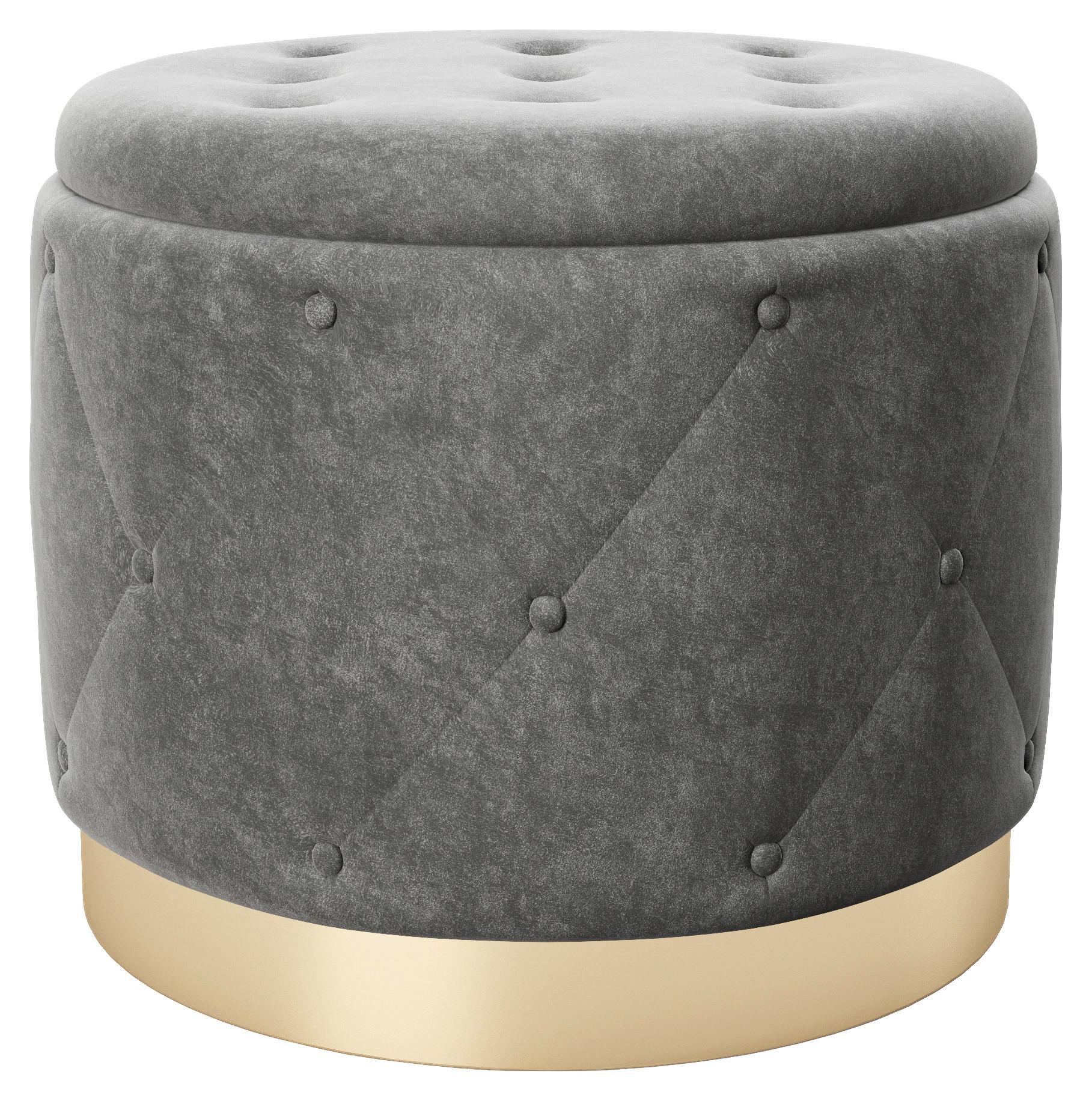 Pouf Liz Samt Anthrazit/Gold DxH 50x40 cm mit Stauraum - Goldfarben/Grau, LIFESTYLE, Textil (50/40/50cm) - Playboy