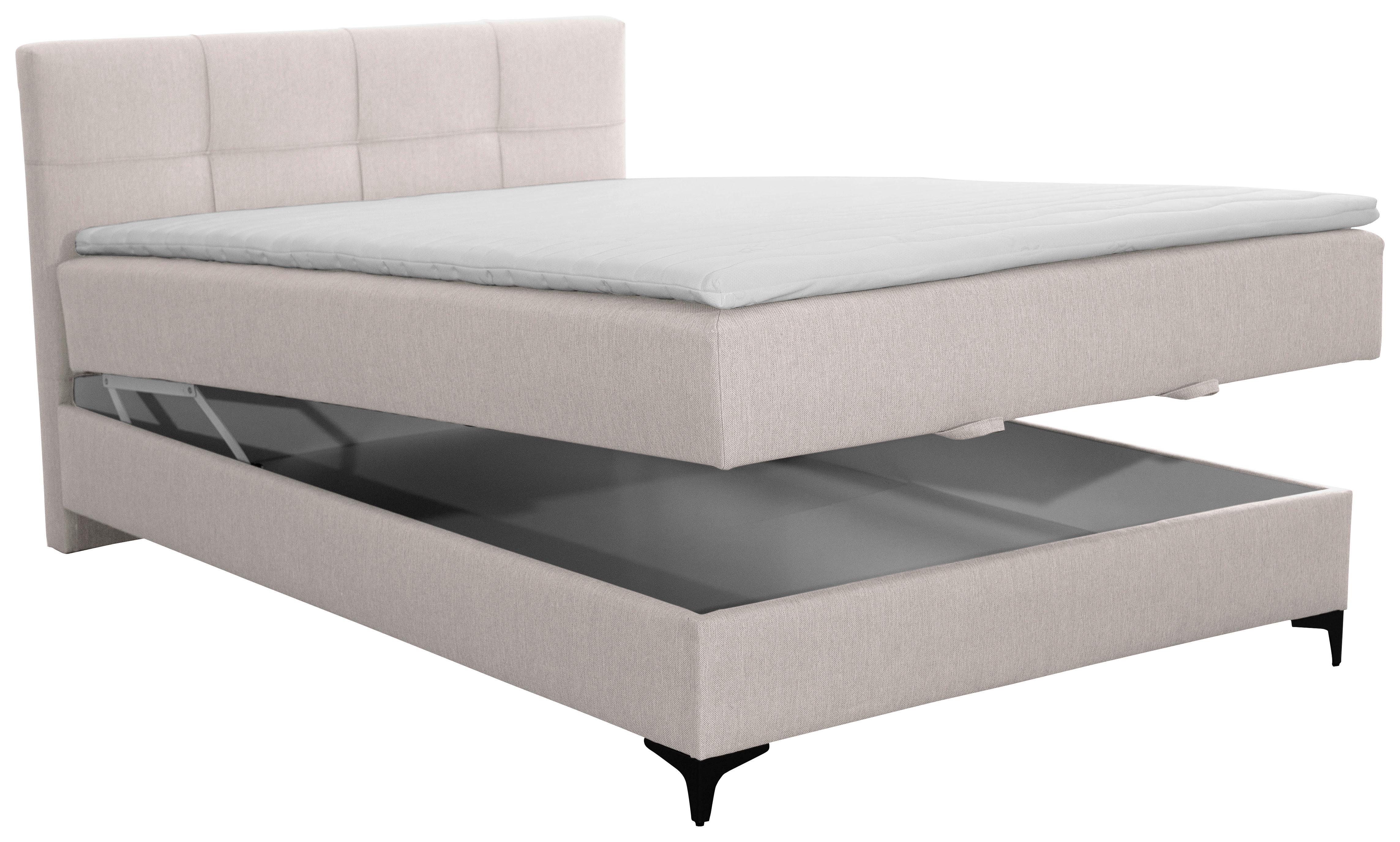 Polsterbett mit Matratze 140x200 Freddie Beige - Beige/Schwarz, KONVENTIONELL, Textil (140/200cm)