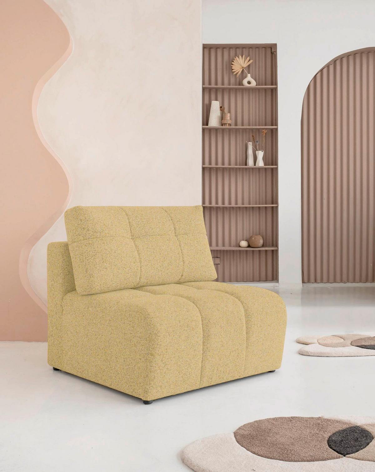 Sofaelement Lulu Gelb B: 96cm - Gelb/Schwarz, Design, Textil (96/94/96cm) - MID.YOU