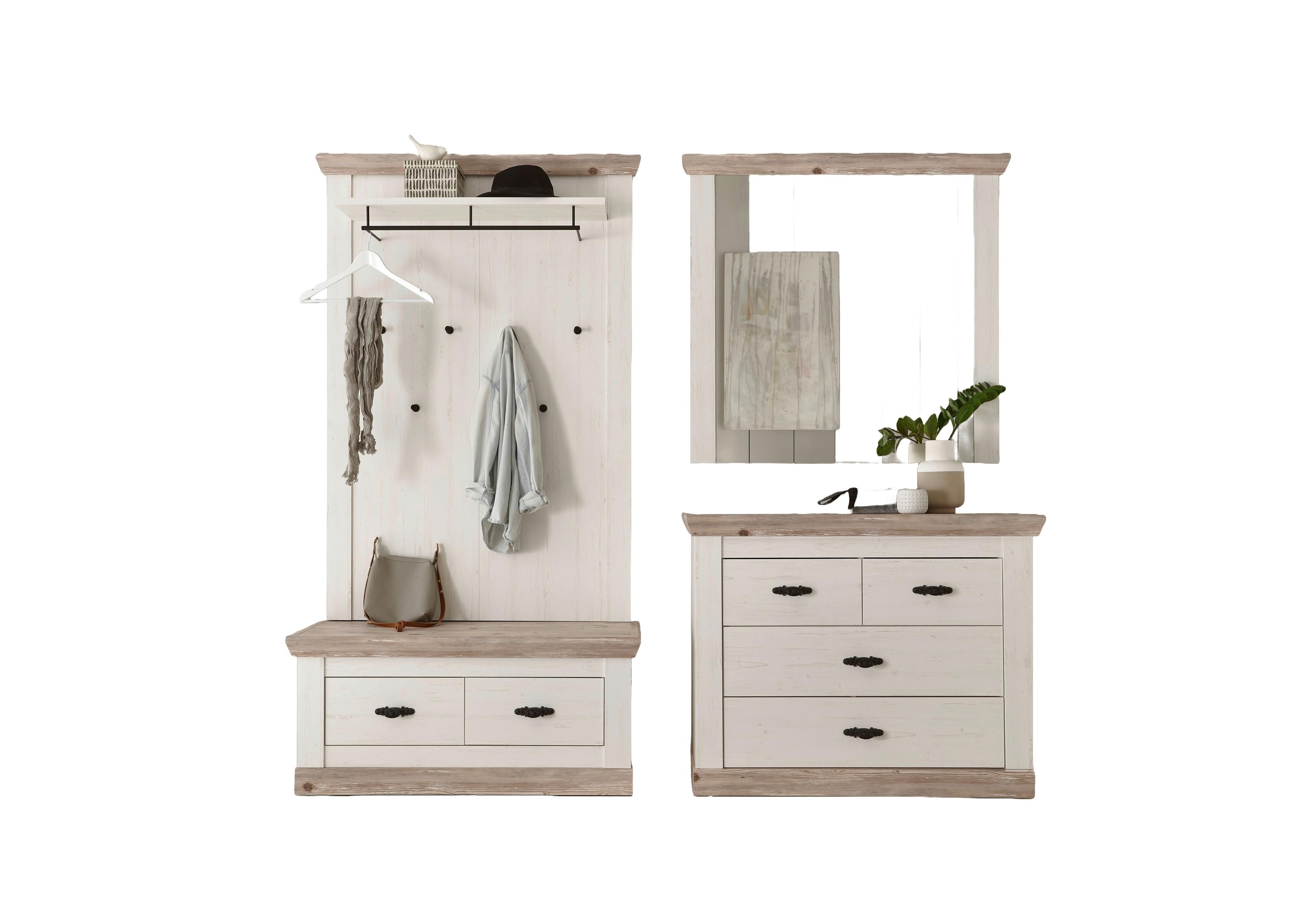 Garderobe Florenz Pinienfarbe/Hellbraun 224cm - Hellbraun/Pinienfarben, Design, Holzwerkstoff (224/201/45cm) - MID.YOU