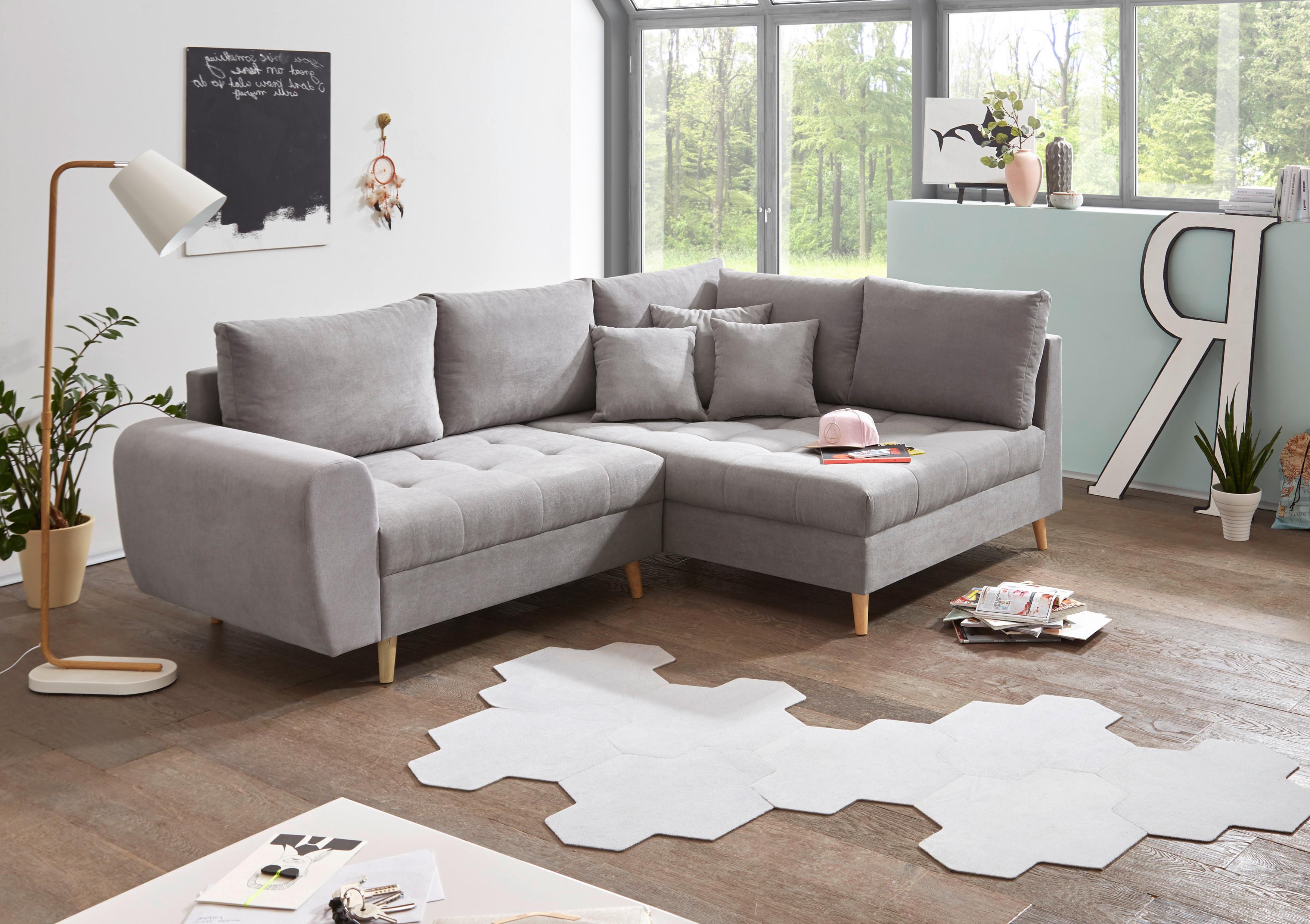 Sedací souprava 'Alice' sv.šedá - barvy borovice/světle šedá, Konvenční, dřevo/kompozitní dřevo (249/175cm) - MID.YOU